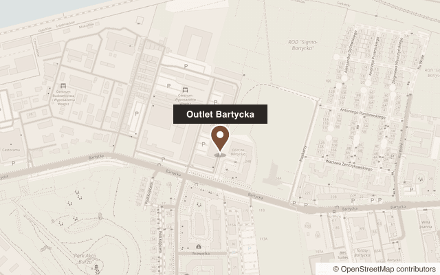 Mapa: Outlet Bartycka, ul. Bartycka 24/26, pawilon 164, 00-716 Warszawa